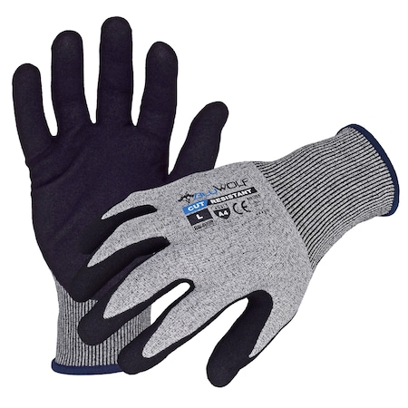 Azusa Safety Cut Resistant Work Gloves, Cut Level A4 , Dipped , Nitrile , Sandy-Foam , L-9 1 PR BW4080